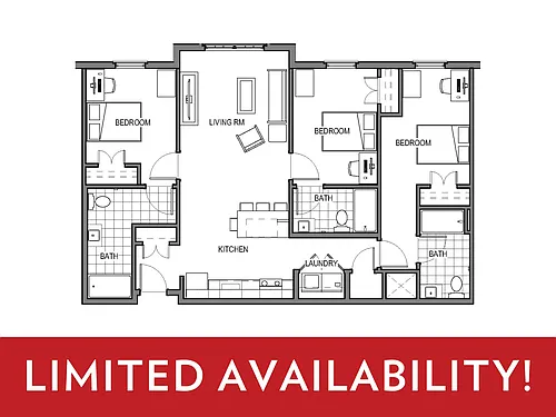 Floor plan 3 Bedroom 3 Bath