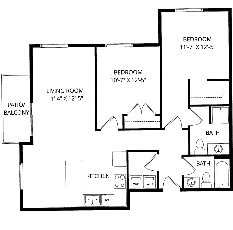 Floor plan 2x2 Mckenzie