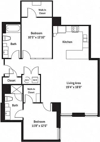 Floor plan 2B-J (Affordable Housing)