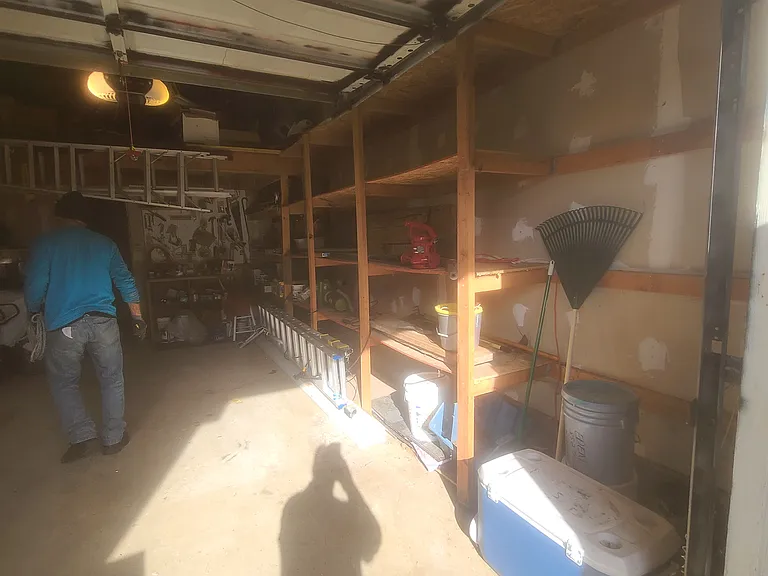 Garage with empty shelves
