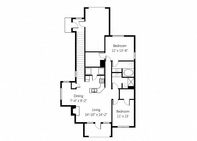 Floor plan Villas B4G 2bed 2bath with Garage