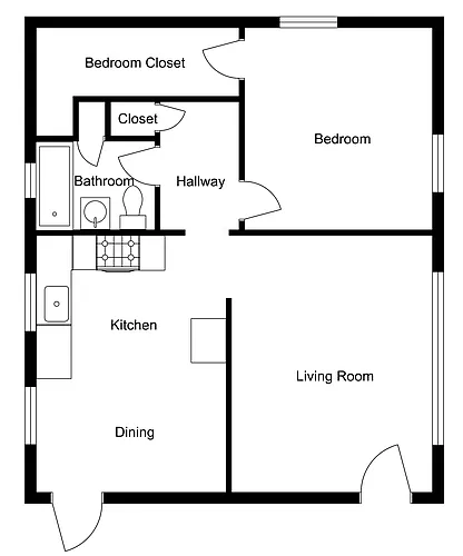 Floor plan 1 Bed 1 Bath