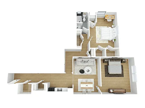 Floor plan 2 BR - 1 BTH Renovated (CG)