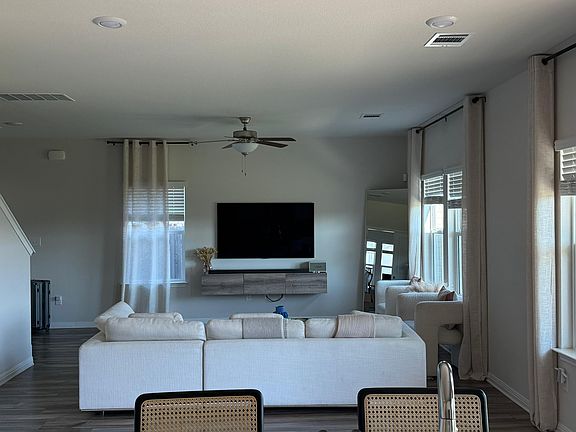view of living room from the kitchen