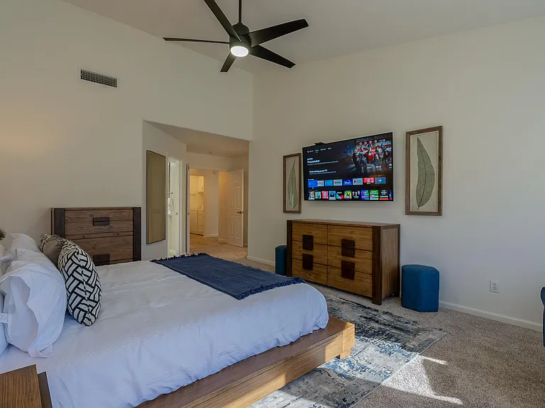 1st Floor Master Suite: King Size bed, 2 dressers, 65" Smart TV