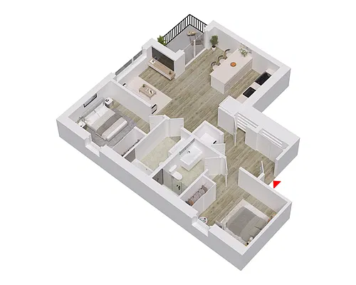 Floor plan Crest 2 Bed 2 Bath 2