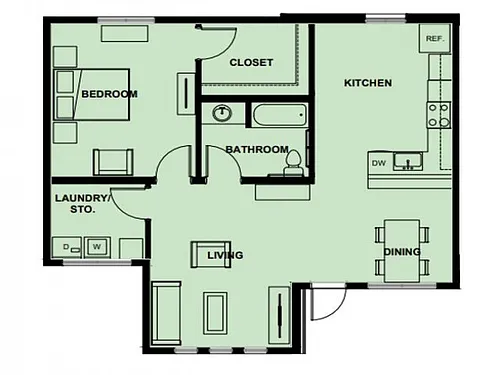 Floor plan 1x1U