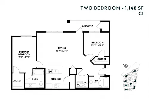 Floor plan Two Bedroom C1
