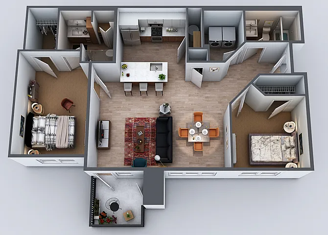 Floor plan 2 BEDROOM 2 BATH