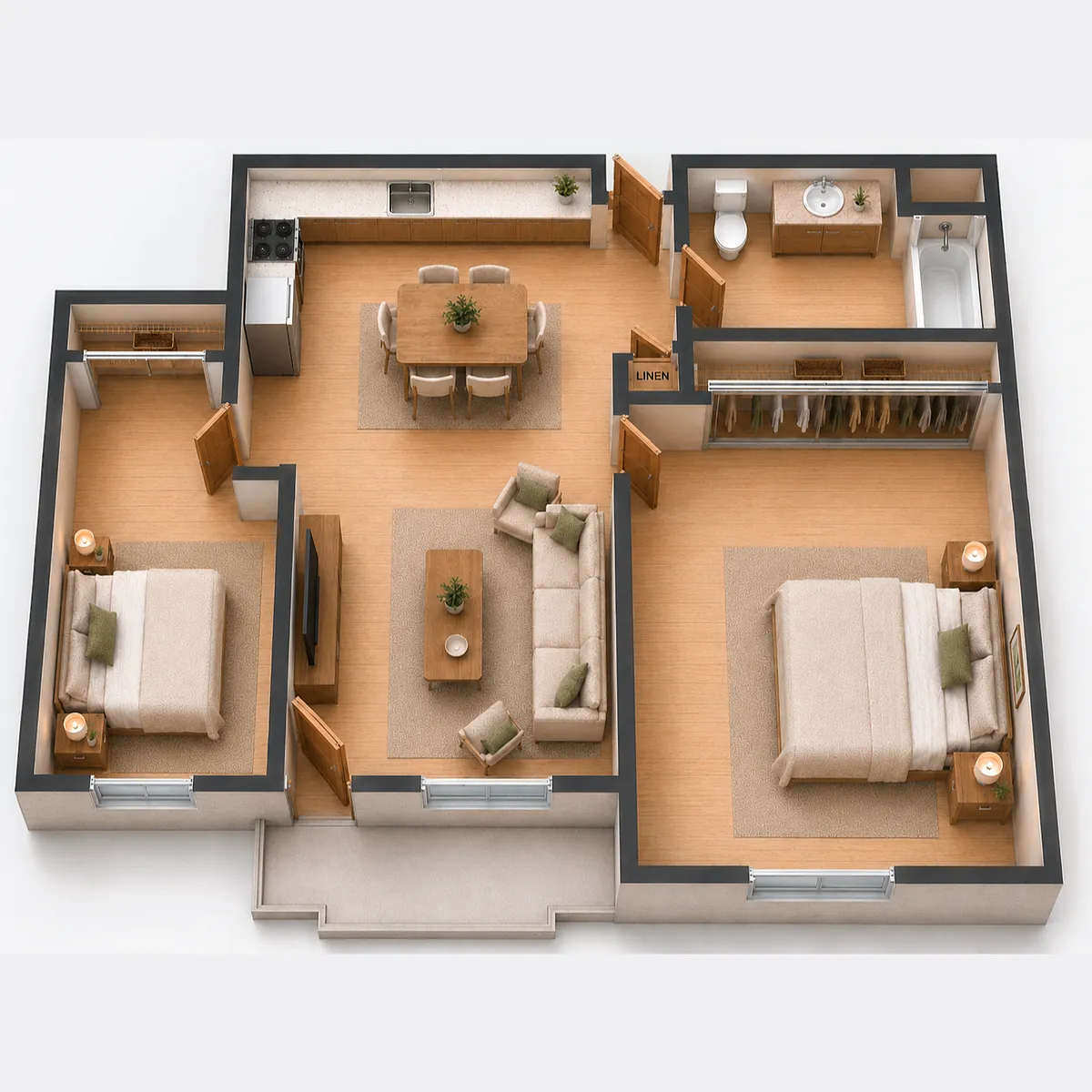 Floor plan 2 Bed 1 Bath
