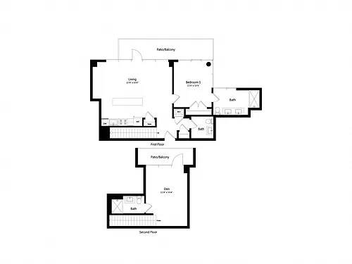 Floor plan 1 Bedroom Den - 2.5 Bath | Ad6