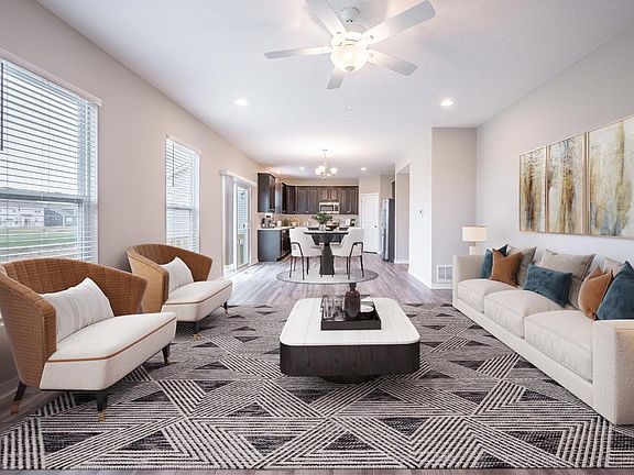 Open floor plan to Breakfast nook and Kitchen