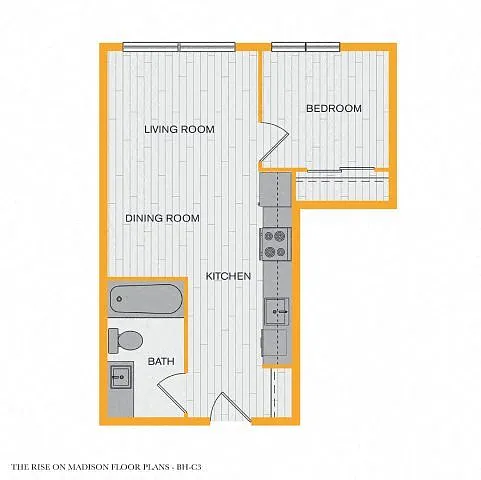 Floor plan Open 1 Bedroom 60 Percent AMI