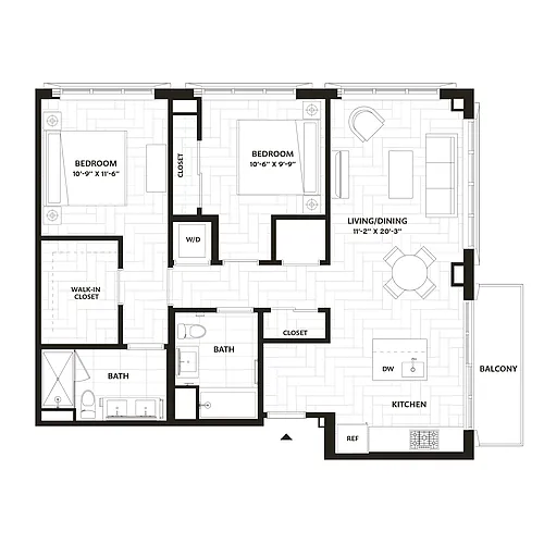 Floor plan 2 Bed/2 Bath-B3