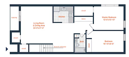 Floor plan 2 Bed | 1 Bath