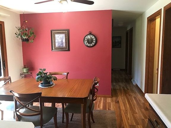 Dining area has sliding doors to deck and backyard