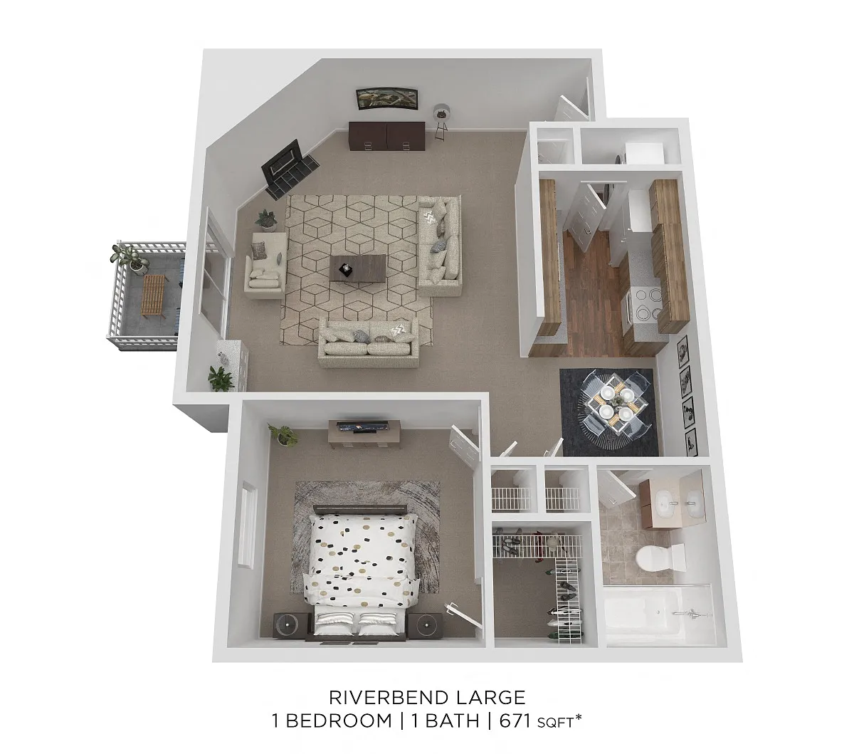 Floor plan One Bedroom-671 sqft