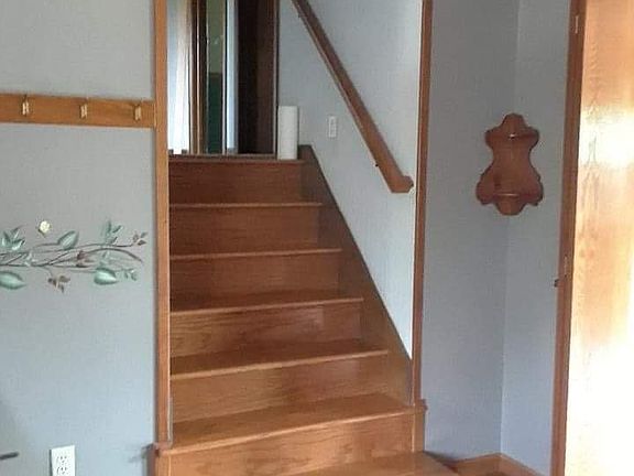 Oak floors and oak stairs.