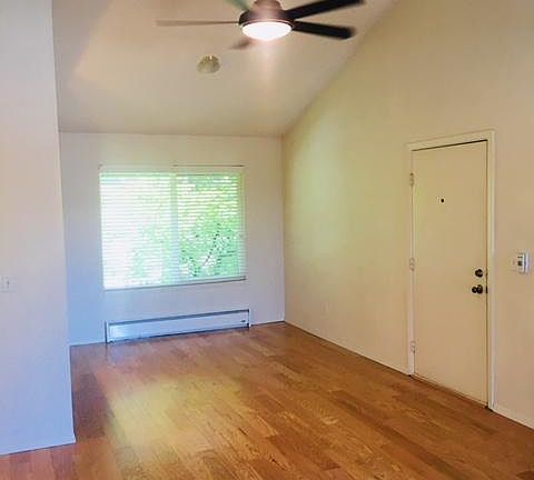 Ceiling fan keeps you cool! AC is also included in unit. 