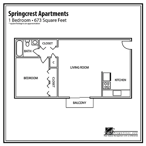Floor plan 1 Bedroom Apartment