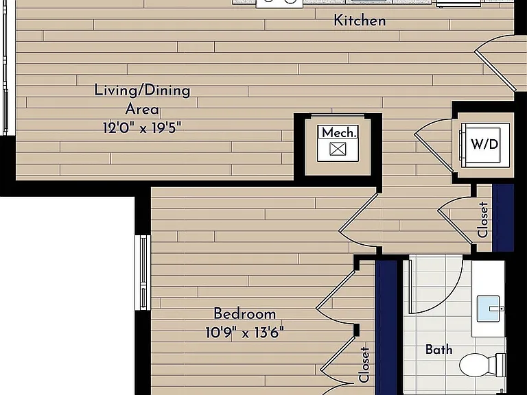 A 1BR-E One Bedroom Floor Plan A 1BR-E One Bedroom Floor Plan