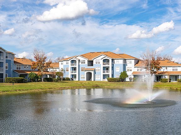 Scenic lake views with a peaceful fountain feature.