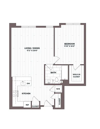 Floor plan 1 Bed/1 Bath - A3 Bldg C