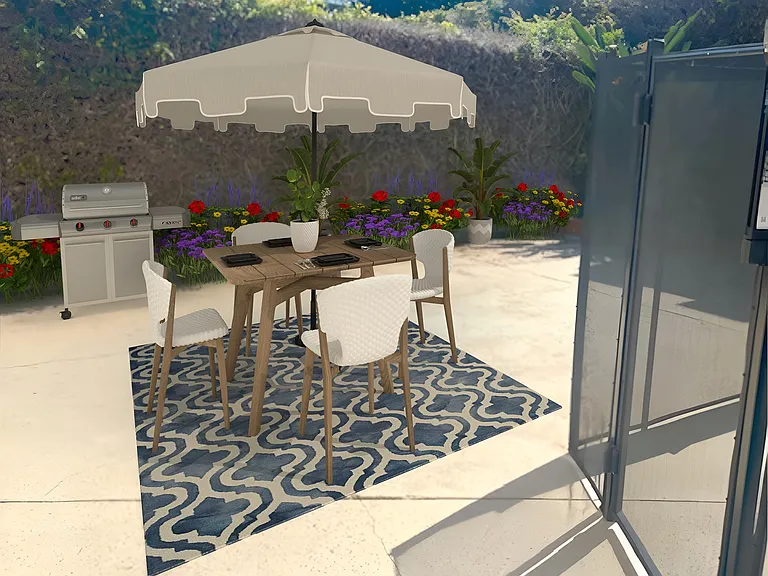 Nice Patio adjacent to pool (virtually staged)