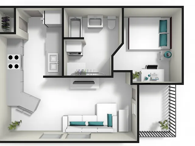 Floor plan 1BR/1BA - Lux