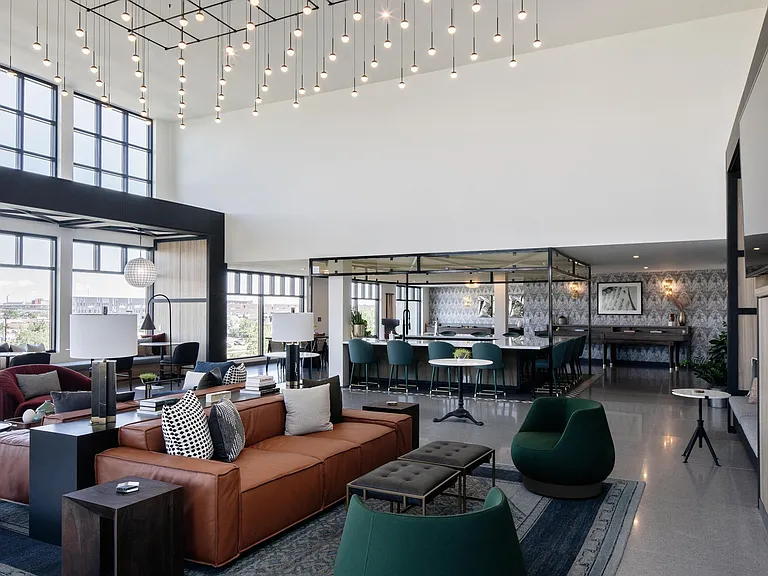 Expansive clubroom equipped with gathering spaces