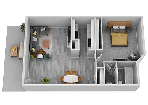 Floor plan 1 Bedroom B