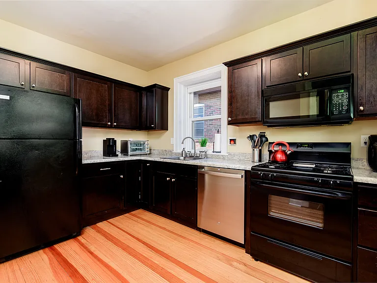 Kitchen, dishwasher fridge, cabinets