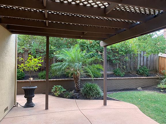 Backyard with shaded patio