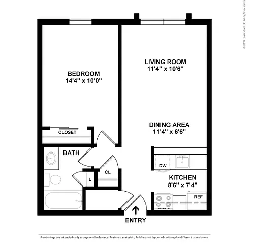 Floor plan 1 Bedroom Garden