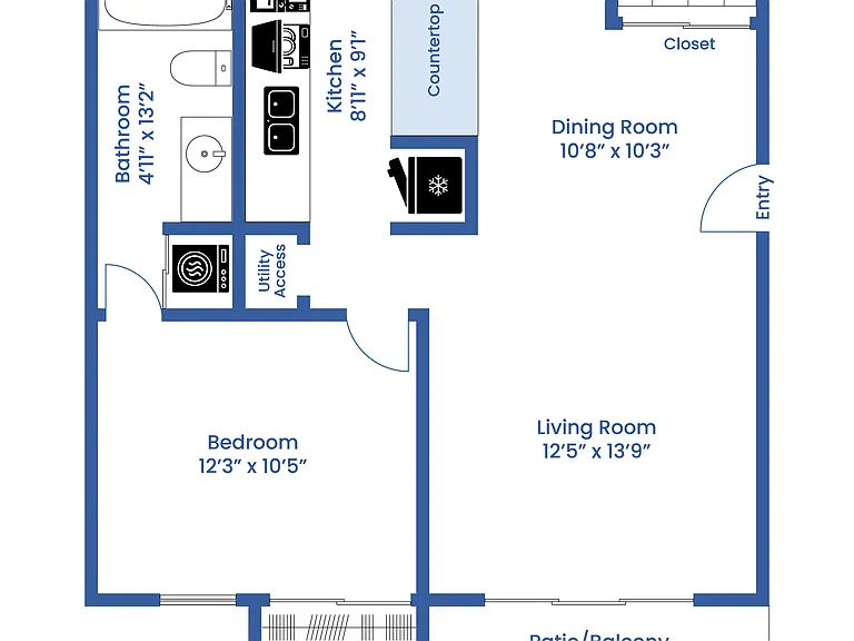 One Bedroom Garden Floorplan at 710 Square Feet - Remodel One Bedroom Garden Floorplan at 710 Square Feet - Remodel