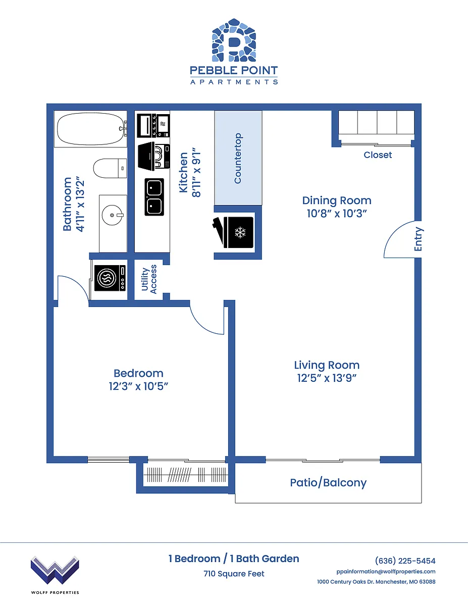 Floor plan One Bedroom Garden - Remodel