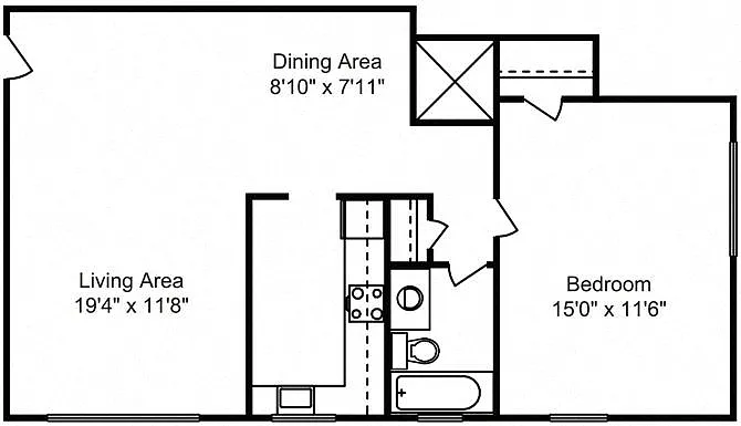 Floor plan 1 Bed 1 Bath