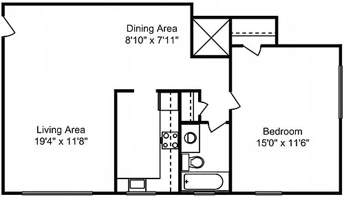 Floor plan 1 Bed 1 Bath