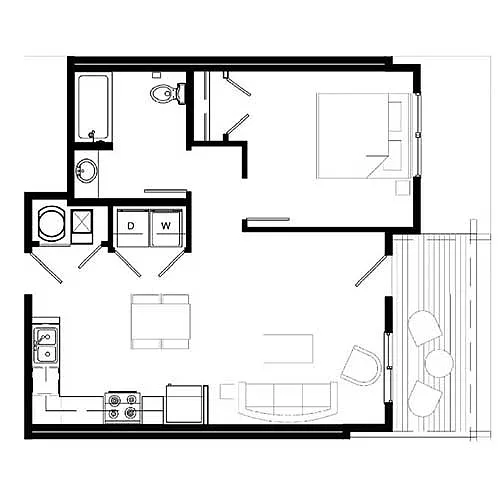 Floor plan One Bed/One Bath | 50%
