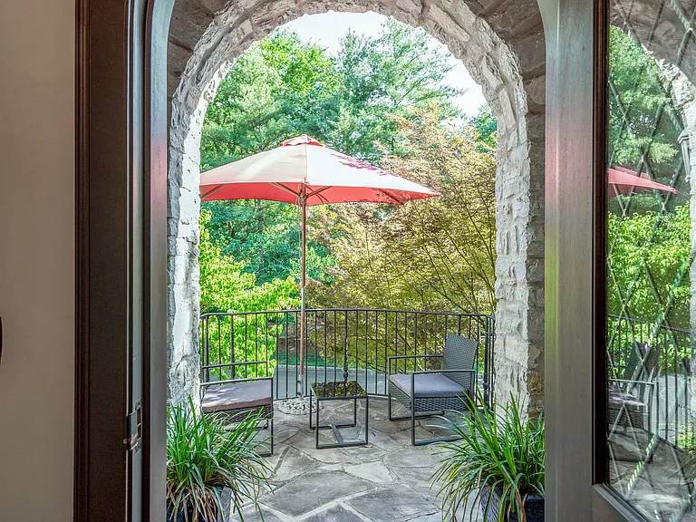 Front door and front porch for morning coffee