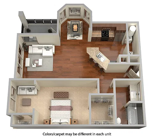 Floor plan 1 bed / 1 bath - A4