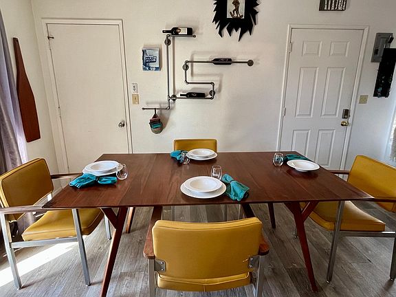 Dining room - West Elm table with leaf that can hold 8 people.