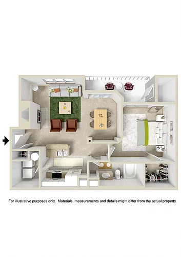 Floor plan Large 1 Bed 1 Bath