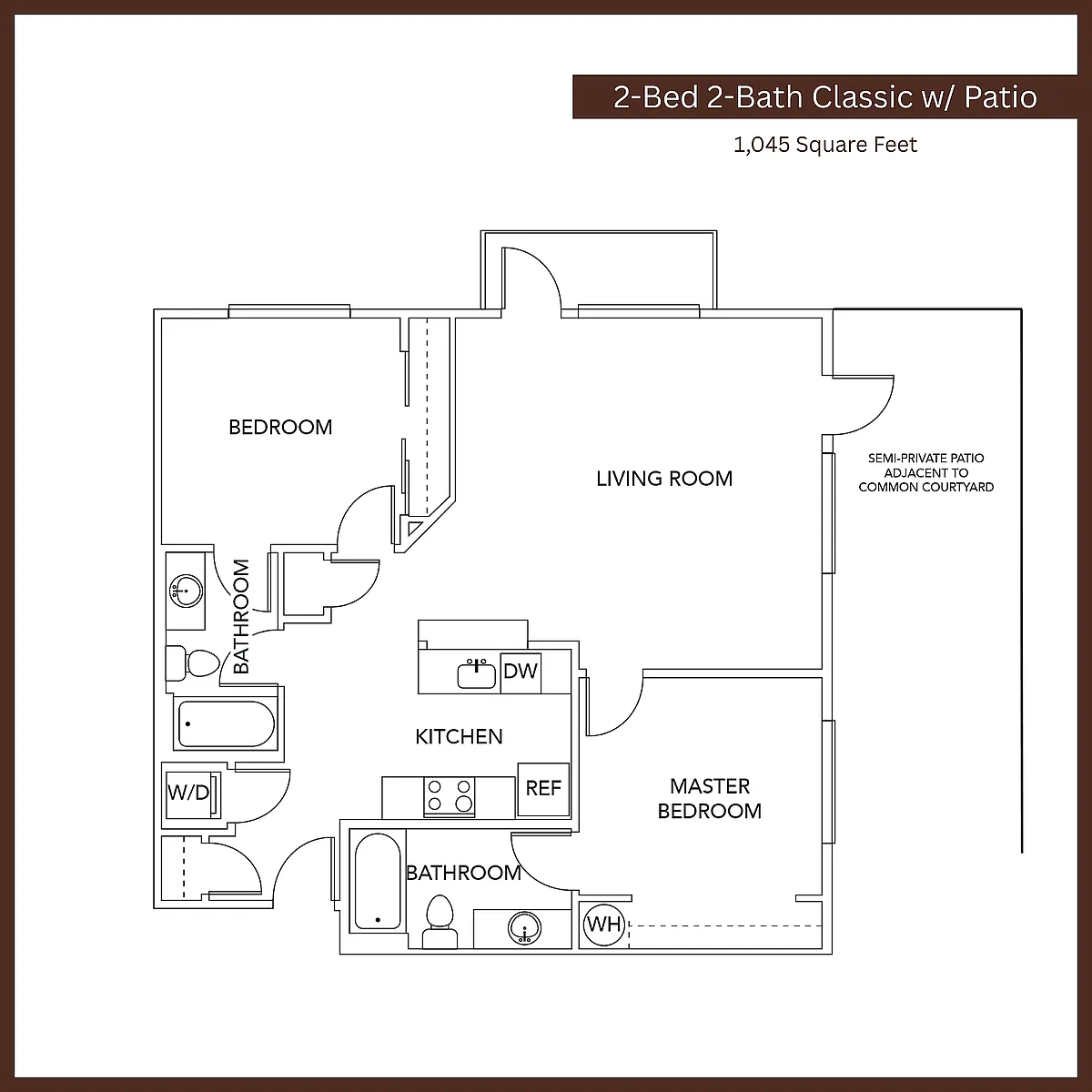 Floor plan 2 Bedroom 2 Bath Classic w/Patio