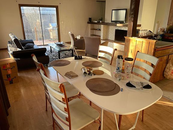 Open Floor Plan-Dinning, Kitchen, and Living area, sliding doors to deck and grill.