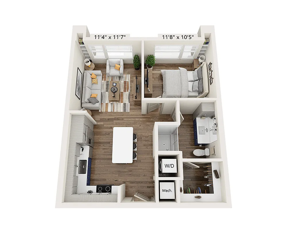 Floor plan One Bedroom A1F-III