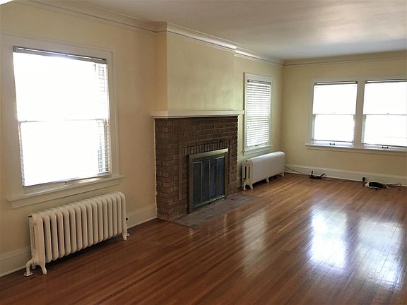Living room with fireplace.