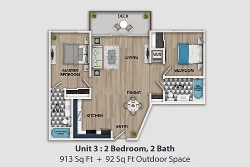 Floor plan 2 Bedroom, 2 Bath B