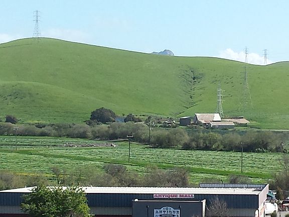 View of the farm land across the valley