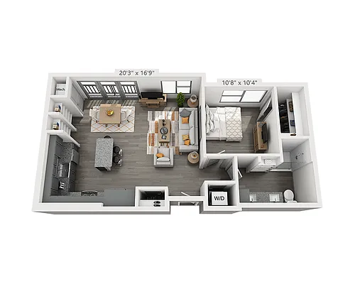 Floor plan One Bedroom A1O-II